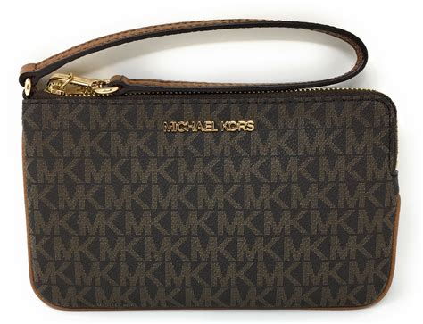 michael kors chocalate large signature clutch wallet|michael kors wristlet outlet.